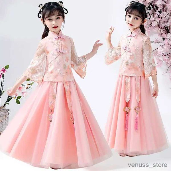 Kız Elbiseleri Yaz Yeni Kızlar Hanfu Elbise Chinoiserie Çocuk Tang Moda Prenses Elbise Bebek Eski İki Parça Japon ve Koreli Chil