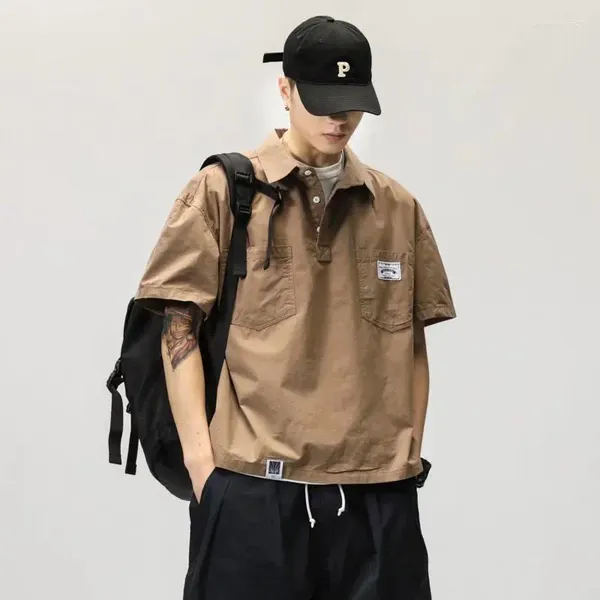 Camicie casual maschile che vendono polo a maniche corte per abiti da lavoro estivo giapponese t-shirt a mezzo design vintage