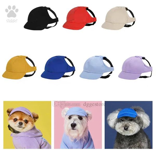 Designer di abbigliamento Cappello per cani Berretto da baseball per animali domestici per cani di taglia piccola e media Abbigliamento per cani Modello di lettera ricamata Cappelli da sole per animali domestici con fori per le orecchie Regolabili