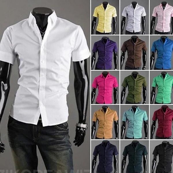 Camicie casual da uomo Camicia estiva slim fit da lavoro sociale Camicia a maniche corte in lino per camicetta da uomo