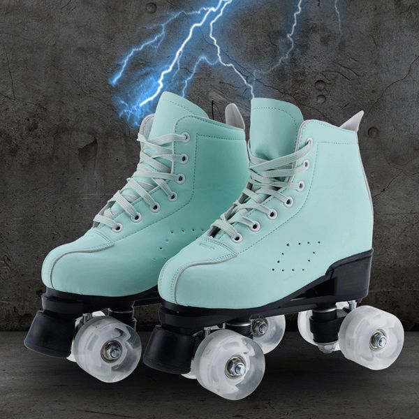 Großhandel mit neuen Mint Green Double Rows von Herstellern für Rollschuhschuhe für Erwachsene, Allrad-Skating-Flash-Skating-Schuhe für Männer und Frauen