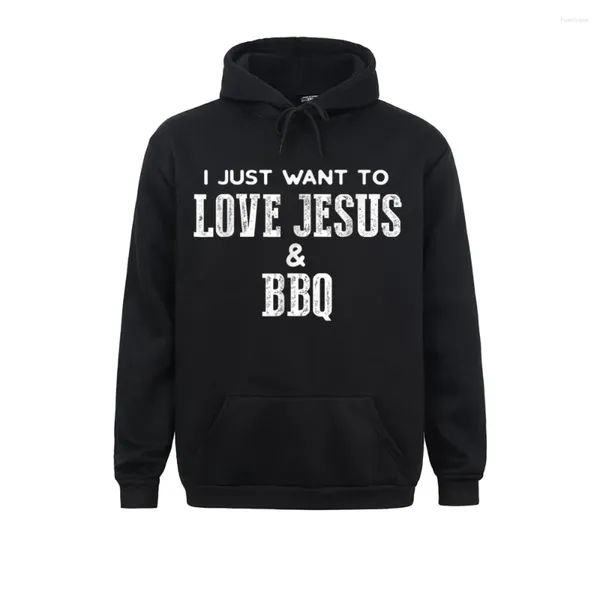 Moletons masculinos Homens Engraçados Grelhar para Christian Love Jesus e BBQ Moletons Manga Longa Roupas Inverno