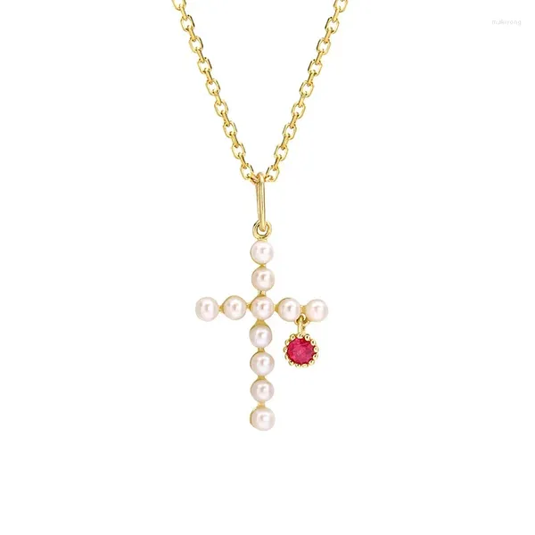Ожерелья с подвесками в стиле Ins, модное простое ожерелье из настоящего стерлингового серебра 925 пробы с крестом для женщин, колье-цепочка, ювелирные изделия, ошейники