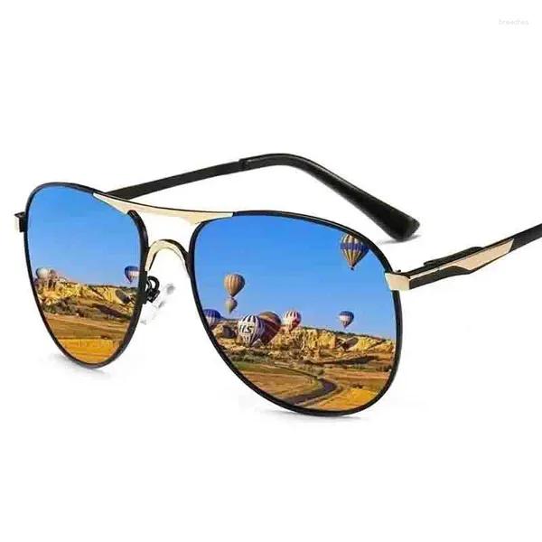 Óculos de sol piloto de luxo polarizado homens mulheres condução pesca retro óculos marca designer masculino metal para homem uv400