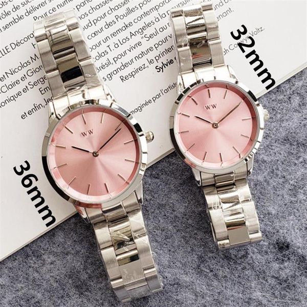 A2 alta calidad de lujo moda ms reloj 36 mm 32 mm hombres dama relojes de cuarzo tira de acero inoxidable damas cuero hombres mujeres re311V