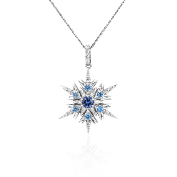 Ciondoli Donna S925 Argento Moissanite Gioielli Lab Grown Gems Collana con pendente a forma di fiore esagonale per regalo di anniversario