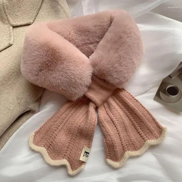 Schals Pelz Hals Damen Herbst Winter Koreanische Version Verdickte Nachahmung Rex Haar Warme Gestrickte Plüsch Abdeckung Fischschwanz Kreuz