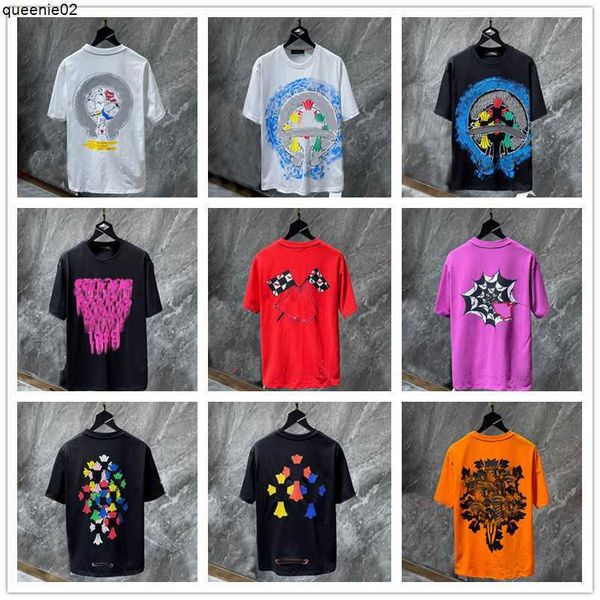 Herren-T-Shirts Kaufen Sie Designer-T-Shirts Chromes Heart Herren-T-Shirts zum Verkauf Top-Designer T-Shirts mit geprägtem Buchstaben-Hufeisen-Sanskrit-Kreuzmuster T-Shirts Größe