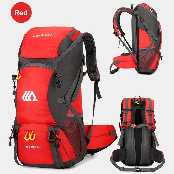 Outdoor-Taschen, 50 l, wasserdichter Wanderrucksack, Outdoor-Sport-Tagesrucksack, große wasserdichte Reisetaschen mit Regenschutz für Camping, Klettern, 231218