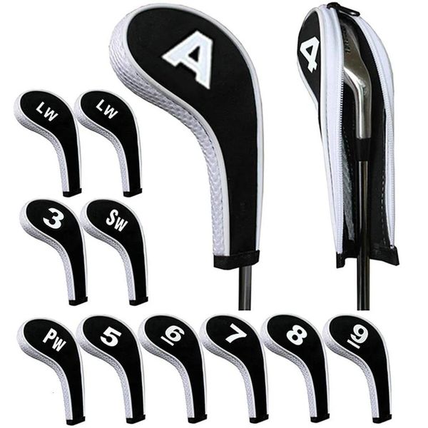 Produkte Andere Golfprodukte hohe Qualität 12pcs Gummi Neopren Golf Head Cover Golf Club Eisen Putter Protect Set Nummer gedruckt mit Zippe