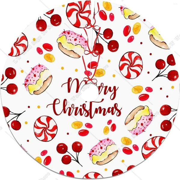Weihnachtsdekorationen, Weihnachten, niedliche Süßigkeiten, fröhlicher Baumrock, Stechpalmenkuchen, Vintage-Rot, gemütliche Dekormatte, Ornamente für Urlaubsdekoration