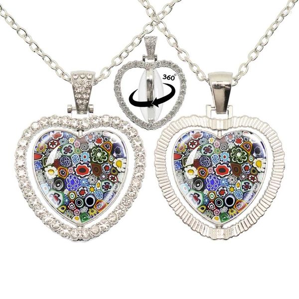 Ожерелья с подвесками «Древо жизни» в виде персикового сердца, двухстороннее вращающееся на 360 градусов ожерелье из муранского стекла Millefiori, кабошон, ювелирные изделия для женщин и мужчин, подарок