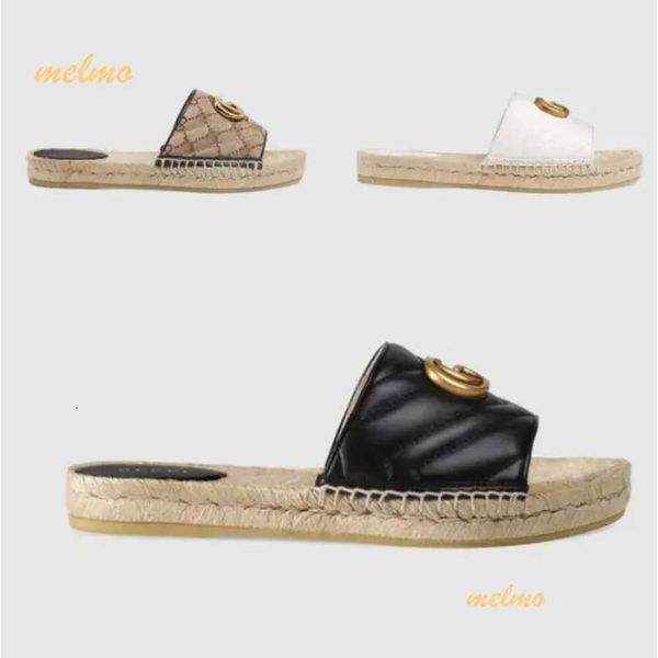 En kaliteli tasarımcı yaz platformu gündelik sandalet moda altın mektup düz dip bayanlar balıkçı ayakkabıları deri kenevir ipi çim dantel dokuma büyük