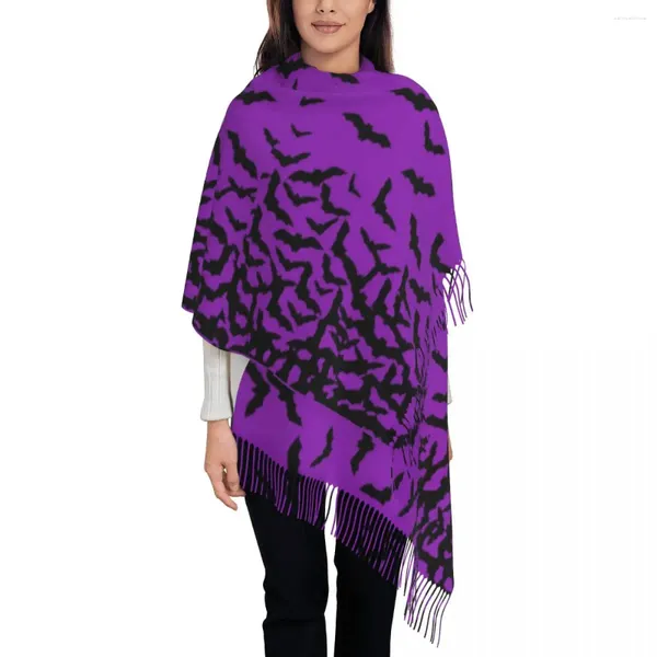 Lenços Roxo Morcegos Xales Envolve Mulheres Quente Longo Lenço Macio Hallloween Horror Pashmina Xaile