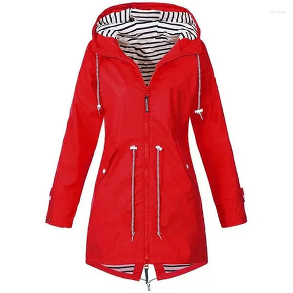 Mulheres Trench Coats Mulheres Casaco Inverno Outono À Prova D 'Água Windbreaker Jaqueta Longa Ao Ar Livre Leve Com Capuz Capa De Chuva Plus Size