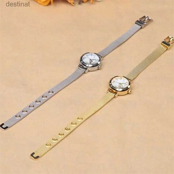 Relojes de mujer Reloj de pulsera dorado de lujo para mujer Malla de moda Banda de aleación fina Esfera de diamantes de imitación Reloj de pulsera de cuarzo Relojes casuales para mujer ClockL231217