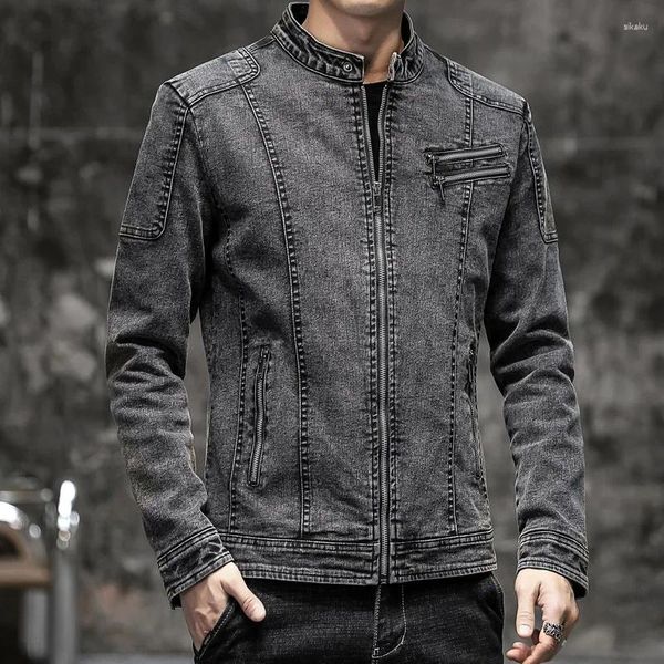 Мужские куртки 2023, осенняя куртка, модная хлопковая приталенная винтажная джинсовая куртка, молодежная одежда
