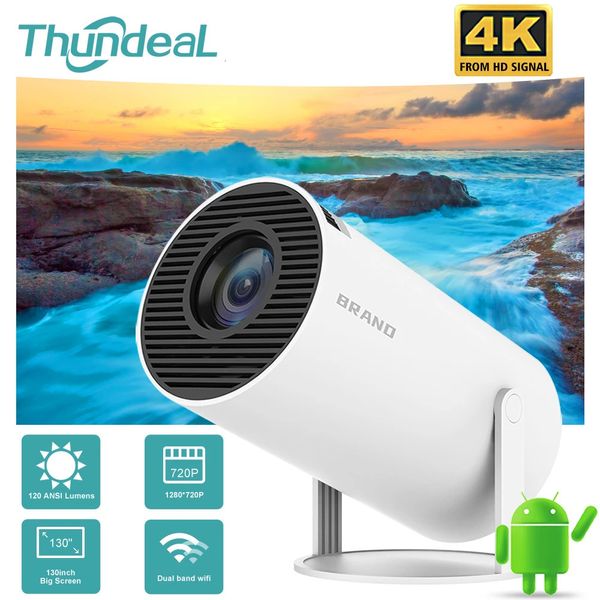 Проекторы Thundeal HY300 Android Wi-Fi умный портативный проектор 1280 720P Full HD офисный домашний кинотеатр видео мини-проектор 231218