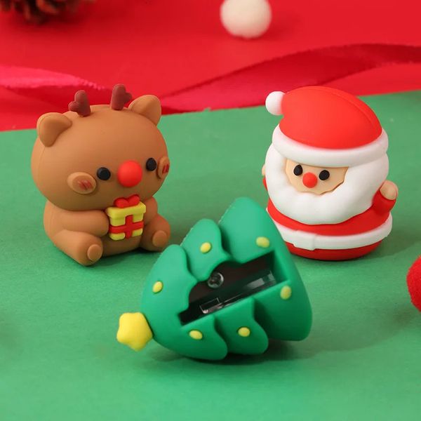 Pencil keskinleştiriciler yaratıcı çizgi film Noel karnaval bileme mini sevimli ilkokul malzemeleri ofis portatif yükseltme bir cetvel hediyesi 231219