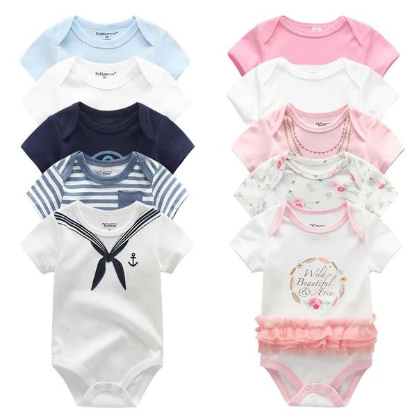 Rompers 5 TEILE/LOS Unisex Top Qualität Baby Strampler Kurzarm Cottom ONeck 012M Roman Neugeborenen Jungen Overalls Mädchen Roupas de bebe Baby C