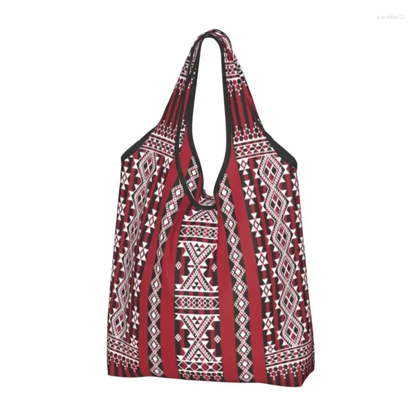 Einkaufstaschen, niedliches rotes Kabyle-Teppich-Muster, Einkaufstasche, tragbar, Geometrie, geometrische Lebensmittel, Schulter-Shopper