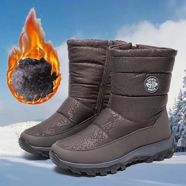 Stivali Stivali da neve Donna Stivali piatti Donna Scarpe impermeabili Donna Cerniera Scarpe da donna Comode Stivali invernali casual Botas Mujer 231219