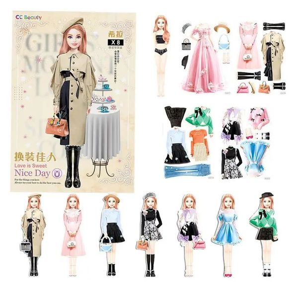 Giochi di vestire magneti moda bellezza Set di bambole principessa sicuro e innocuo Carta portatile facile da impugnare Regalo per 231218