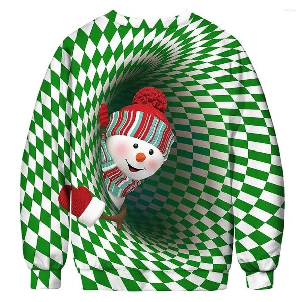 Felpe con cappuccio da uomo Maglioni di Natale per uomo Renna 3D stampato O-Collo Maglione Pullover Abbigliamento da cartone animato Vacanza Felpe da donna