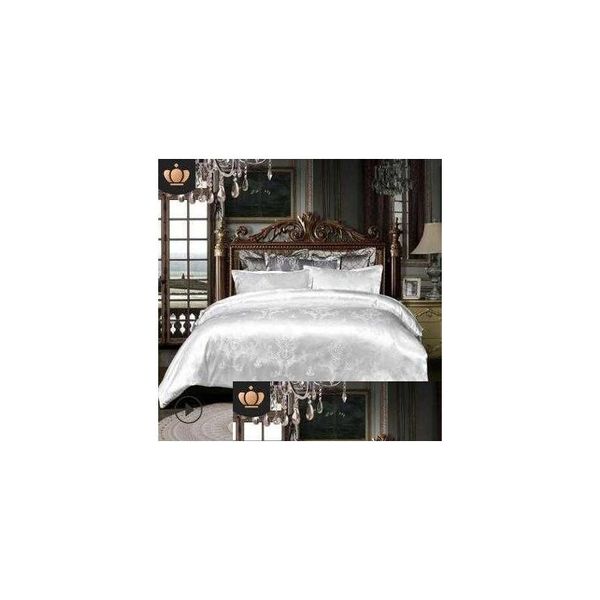 Bedding Sets Luxury Gosperters Designer Cama 3pcs Conjunto de Home Jacquard Duvet Sheet Twin Single Queen King Size Beds Drop Dat entre Dhki8