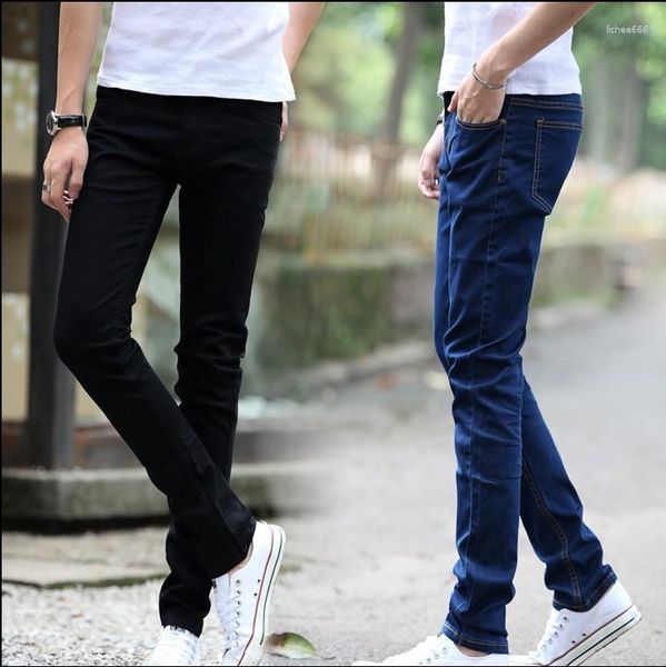 Pantaloni da uomo elasticizzati slim fit jeans dritti casual skinny gamba dritta