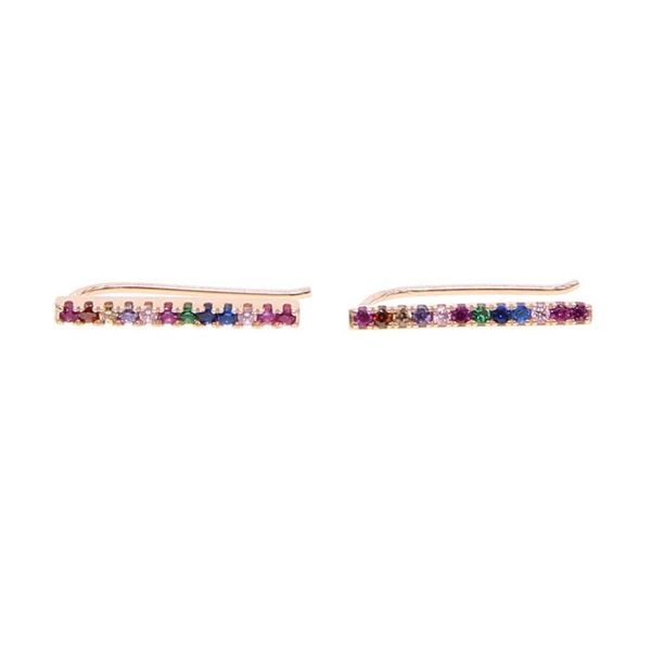 Rainbow Bar Earring Fale de orelha longa Moda feminina jóias 925 Sterling Silver Design colorido de jóias de moda de ouro 233y