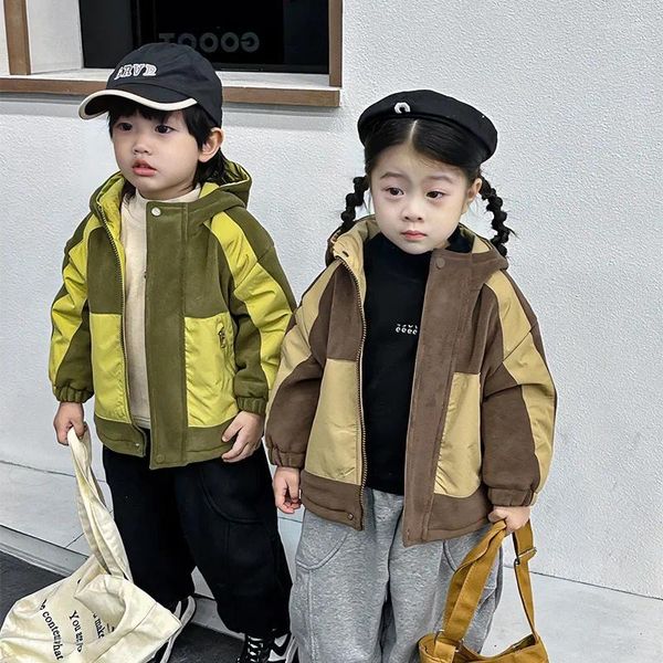 Giacche Abbigliamento per bambini Cappotto invernale imbottito per ragazzo Giacca in cashmere Stile coreano Tutti abbinabili Alla moda Caldi per bambini Casual