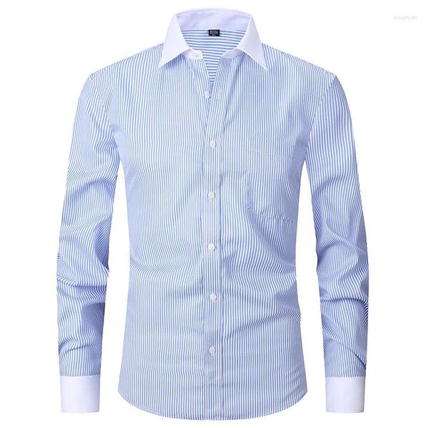 Camicie casual da uomo Uomo Bu Chemise Gemelli francesi Colletto del vestito Versione coreana Camicia aderente a maniche lunghe Tuxedo Party We