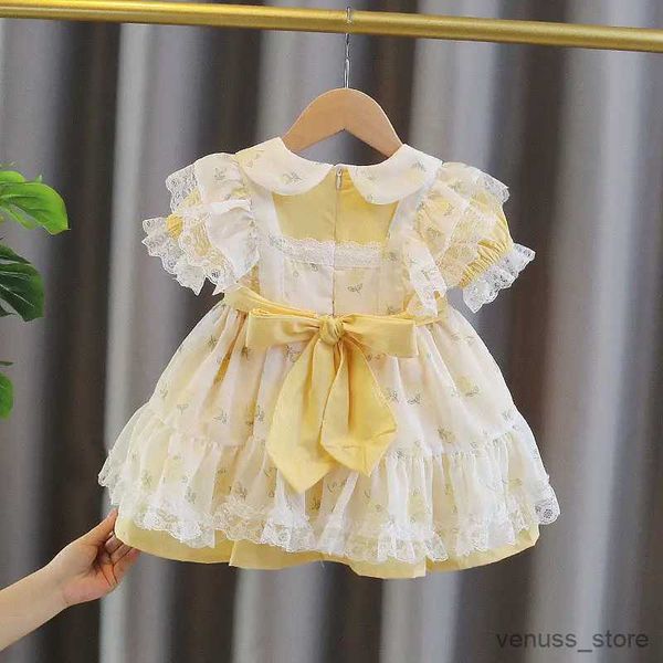 Abiti da ragazza per bambini abbigliamento abito da ragazza estate peter pan collare a maniche corte per bambini abito da abbigliamento da compleanno da principessa 1-5y