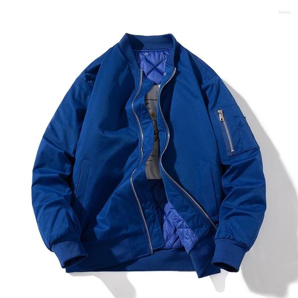 Giacche da uomo Autunno Inverno Giacca da pilota Uomo Donna Bomber solido Moda vintage Giacca a vento casual Cappotto con cappuccio Coppia Parka Blu Cachi