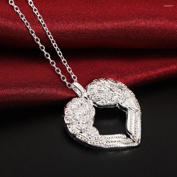 Anhänger Halsketten Verkauf 925 Sterling Silber 18 Zoll Engel Flügel Liebe Zirkon Halskette Damen Mode Hochzeit Party Charme Schmuck