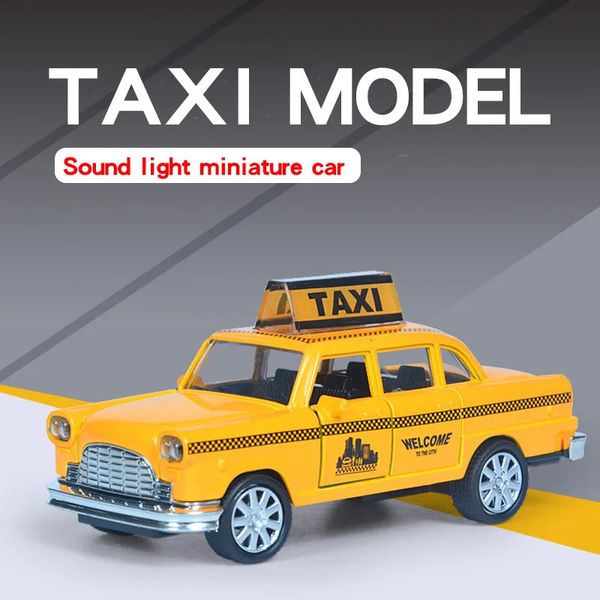 Coche eléctrico RC 1/32 Retro Taxi Modelo Aleación Miniatura Juguete Diecast Vehículo Colección Sonido Luz Bebé Juguetes para niños Día de los niños Regalo 231218