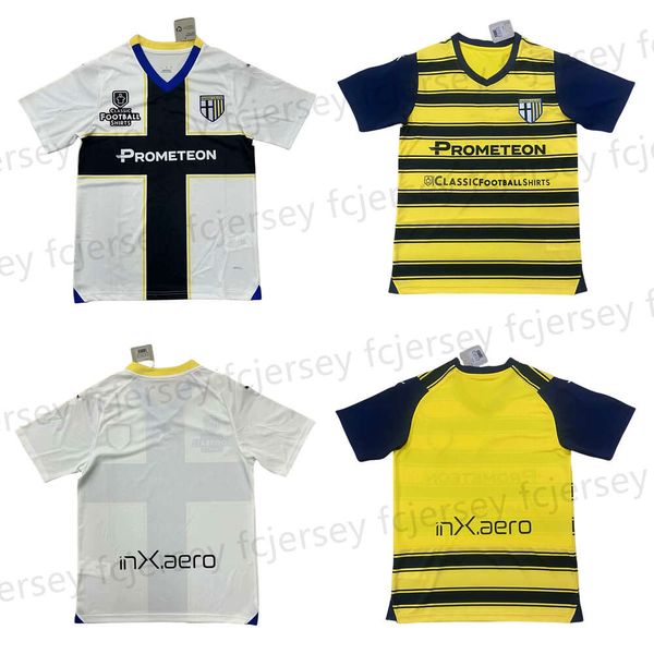 23 24 Parma Home Away Futebol Jerseys Calcio Mihaila Dennis Man Inglese Benedyczak Bonny Charpentier Camisas de Futebol Estevez Homens Uniformes