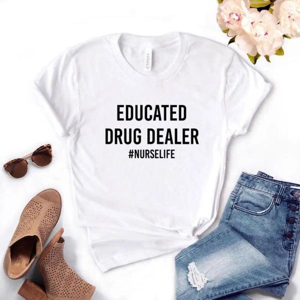 Женские футболки Educated Dealer Life, женские футболки, повседневная забавная рубашка для женщин, хипстерская футболка, 6 цветов, Прямая поставка NA-663