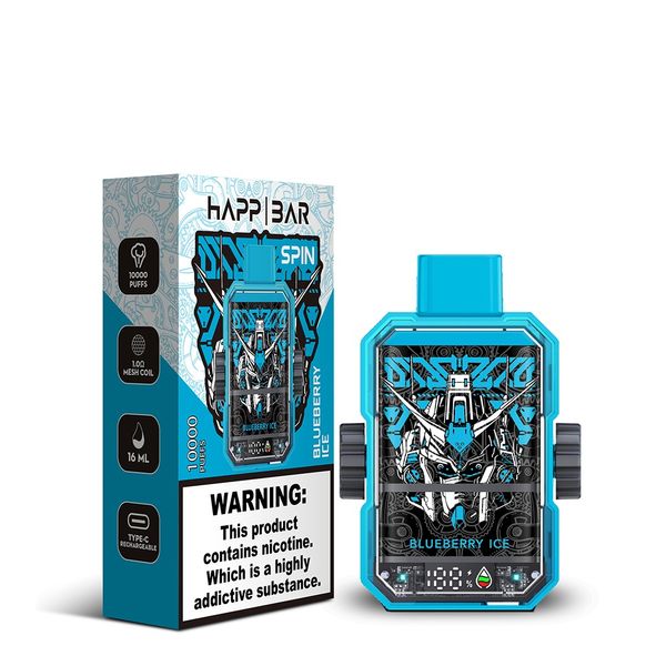 Happ Crystal Elf Vape 10k Puffs Bar Tekrarsız Vape Spin Elektronik Sigara 2% 5 Güç 14ml Vaper Jucie Mesh Bobin 10 Flavlar Vapers