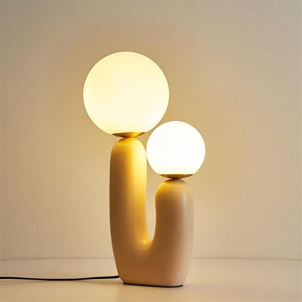 Lâmpadas de mesa americana criativa dedo cacto forma resina lâmpada quarto ao lado da sala de estar decoração estudo luminária g9 bulb241j