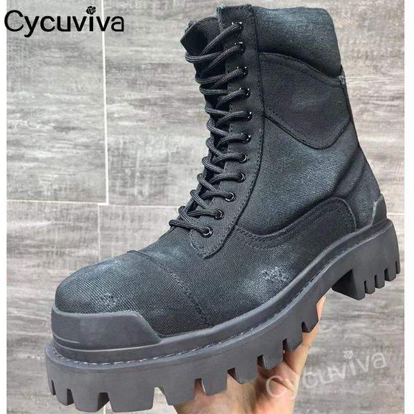 Botas de camurça de combate no tornozelo 658 para homens de qualidade de couro de espessura sola de laço de sapatos casuais plataformas de designer masculino Botas Mujer 231219 8 Platm