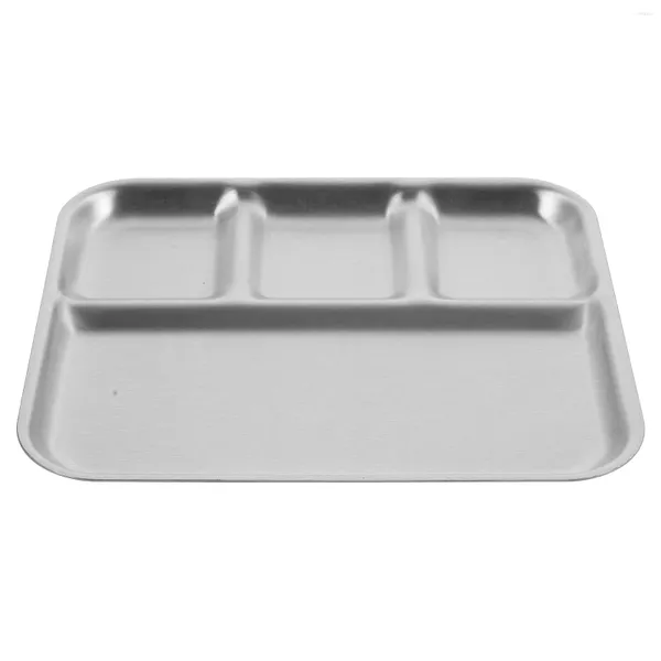 Conjuntos de louça Bandeja de metal Grade de aço inoxidável Dividida Servindo Prato Tempero Separado Prato de Jantar Aperitivo Criança