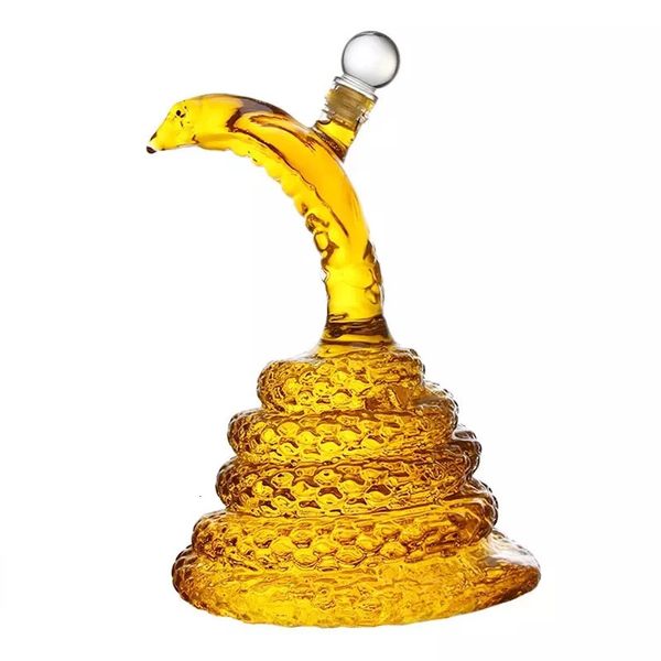 Ferramentas de bar 1000ml garrafas de licor em forma de cobra claro uísque vinho decanter alto borosilicato vidro zodíaco animal vinho pote artesanato presente decort 231218