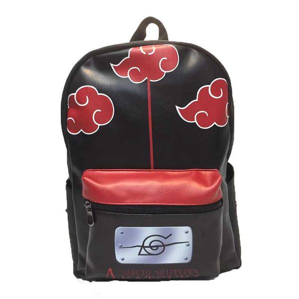 Ninja anime çevre birimi ninja kırmızı bulut sırt çantası naruto sasuke kakashi pu deri seyahat açık çanta erkek kız hediyeler