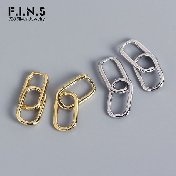 Hoop Huggie F.I.N.S Minimalistischer feiner Schmuck, 925er-Sterlingsilber, ovale Tropfenohrringe, einfache Geometrie, metallischer Stil, abnehmbare Creolen, 231218