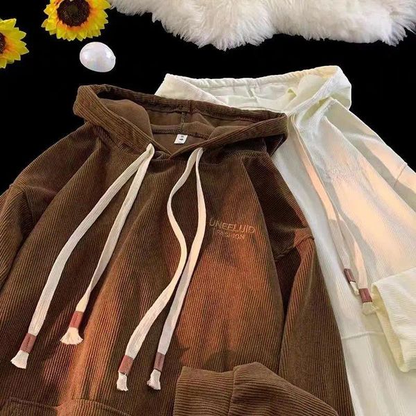 Herren Hoodies Cord Kapuzenpullover für Männer und Frauen Frühling Herbst koreanischen Stil einfaches Design lose vielseitige äußere Ins Top
