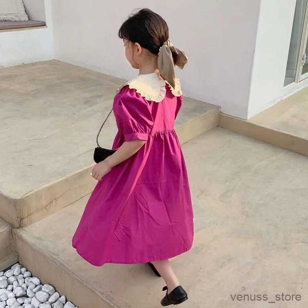 Mädchen Kleider Sommer Rose Rosa Kleine Mädchen Puffy Kleid Elegante Puffärmel Prinzessin Kleid Baby Kinder Kleidung Kinder Kleidung Ballkleid