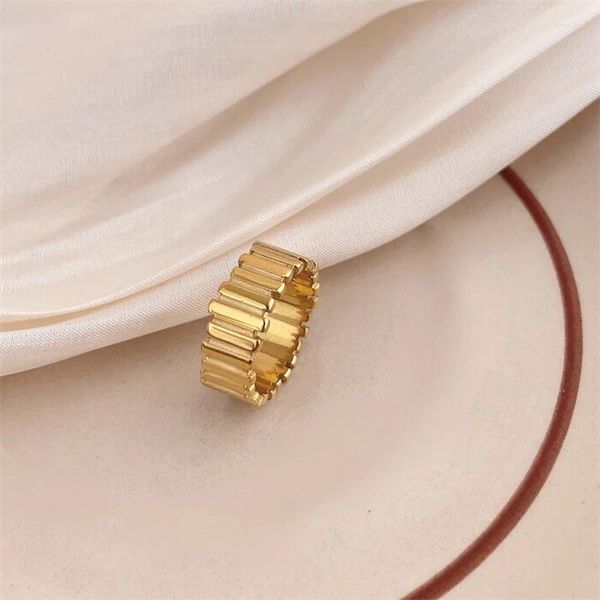 Anéis de casamento listra de aço inoxidável para mulheres homem de alta qualidade vintage chunky dome anel empilhamento jóias