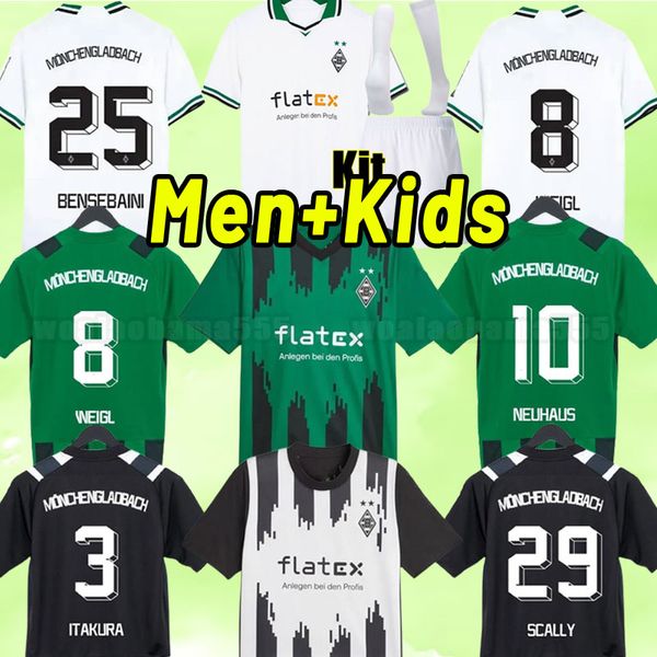 23 24 Borussia Monchengladbach camisas de futebol 2023 2024 Gladbach THURAM ELVEDI PLEA STINDL Bensebaini NEUHAUS GINTER HOFMANN EMBOLO camisa de futebol homens crianças